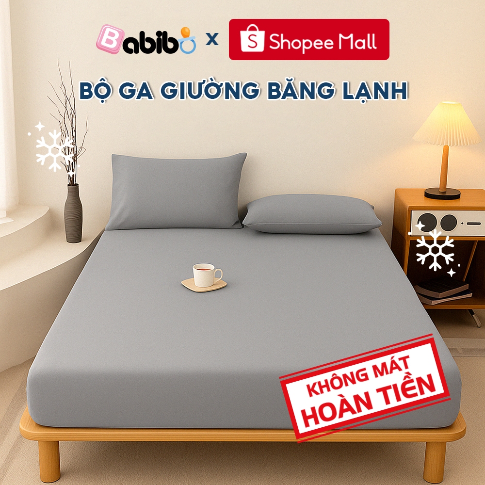 Ga giường vải băng lạnh cao cấp BABIBO - Siêu mát, thấm hút tốt, chống nóng mùa hè