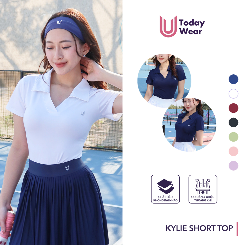Áo thun thể thao nữ ngắn tay Kylie Short Top cổ chữ V trẻ trung thấm hút mồ hôi Today U Wear | BigBuy360 - bigbuy360.vn