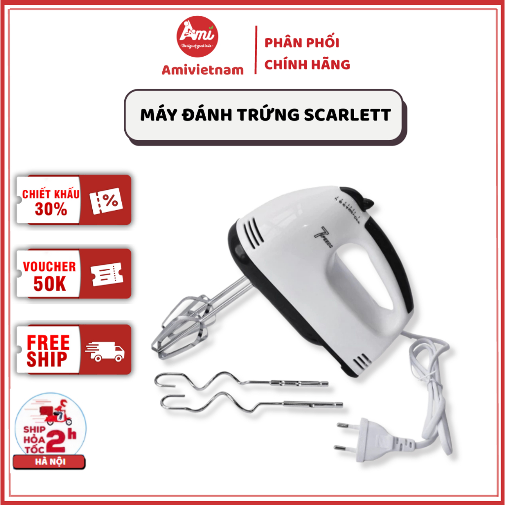 Máy Đánh Trứng Cầm Tay 7 Tốc Độ Scaret – Công Suất 260W, Hiệu Quả, Tiện Dụng
