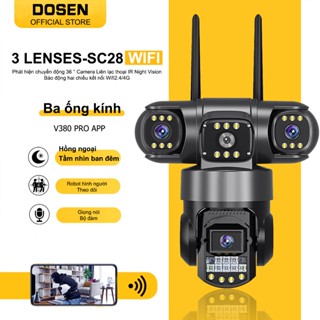 Camera DOSEN 3 Mắt Giám Sát Ngoài Trời Xoay 360 độ Xem Đêm Có Màu Không Dây IP66 Thông Minh chống nước - FHD 12MP