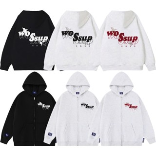 Áo Khoác Hoodie Zip COTTON Thêu Xù NQ30 WOSSUP Form Boxy Form Rộng Nam Nữ Unisex