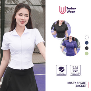 Áo khoác croptop ngắn tay thể thao nữ Missy Short Jacket ôm body tập gym yoga pickleball chạy bộ Today U Wear