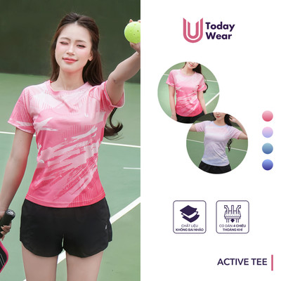 [Xả Hàng Giá Sốc] Áo thun thể thao nữ chạy bộ Active Tee thấm hút chơi cầu lông bóng bàn tập gym Today U Wear