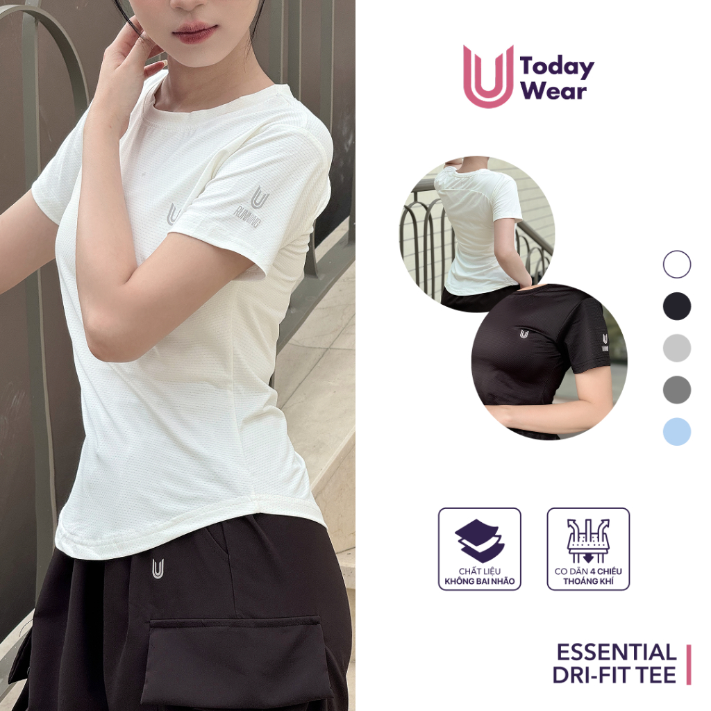 Áo thun thể thao nữ Essential Dri-FIT tập gym yoga chống tia UV chống nắng UPF 50+ Today U Wear
