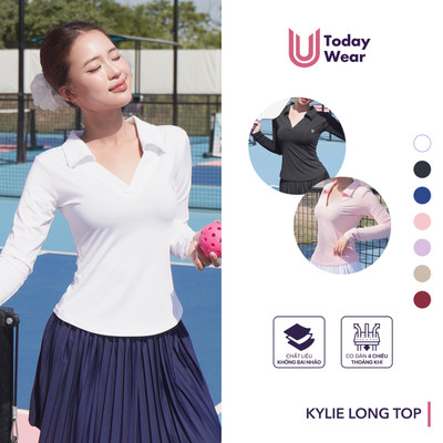 [XẢ HÀNG GIÁ SỐC] Áo thun dài tay thể thao nữ Kylie Top Today U Wear cổ chữ V tôn dáng tập gym yoga cầu lông pickleball