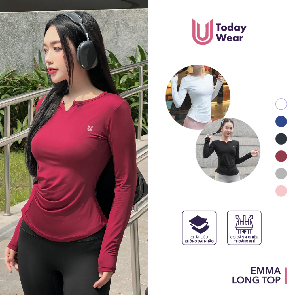 [XẢ HÀNG GIÁ SỐC] Áo tập gym yoga dài tay nữ Emma Long Top Today U Wear chống nắng tôn dáng ôm body tập thể thao