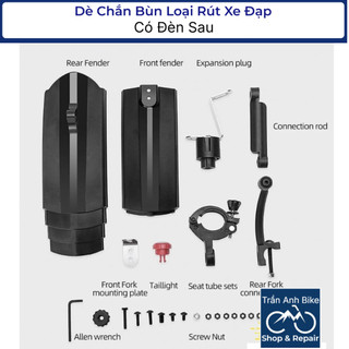 Dè Vè Chắn Bùn Loại Rút Xe Đạp Có Đèn Sau