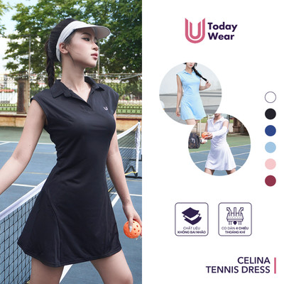 [Xả Hàng Giá Sốc] Váy tennis Celina Dress Today U Wear ngắn tay chất co giãn TẶNG kèm quần bảo hộ