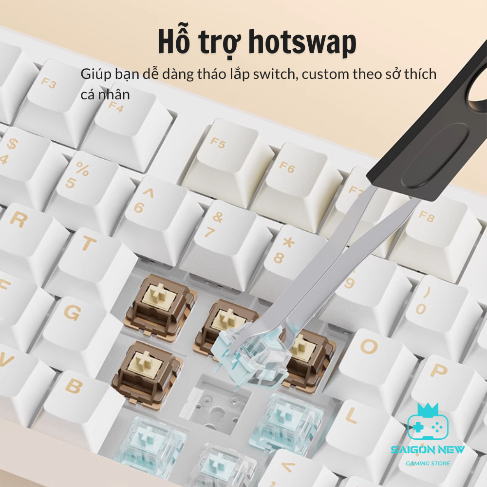 Bàn phím cơ Hotswap Aula F108 | F108 pro - Hỗ trợ không dây - 3 mode kết nối - LED RGB mạch xuôi | BigBuy360 - bigbuy360.vn