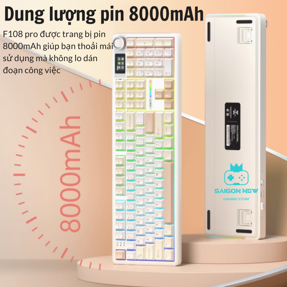 Bàn phím cơ Hotswap Aula F108 | F108 pro - Hỗ trợ không dây - 3 mode kết nối - LED RGB mạch xuôi | BigBuy360 - bigbuy360.vn