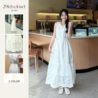 Váy Sát Nách Tơ Thêu Hoa Dáng Xòe Dài Phối Dây Buộc Eo Tiểu Thư Sang Chảnh - Váy Đi Biển Mùa Hè - 29feb.closet - V250