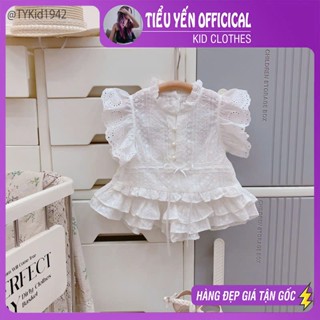 Quần áo trẻ em, Quần áo hè bé gái mặc đi chơi, du lịch, vải thô mềm thêu hoạ tiết cho bé 9-25kg S1942 | Tiểu Yến KID