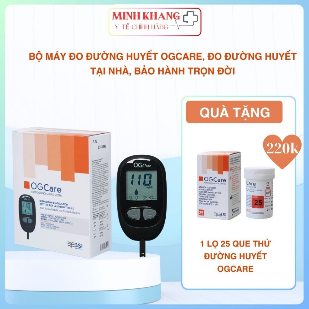 (Chính Hãng) Bộ Máy Đo Đường Huyết OGCARE, Đo Đường Huyết Tại Nhà, Bảo Hành Trọn Đời, Tặng Kèm Quà
