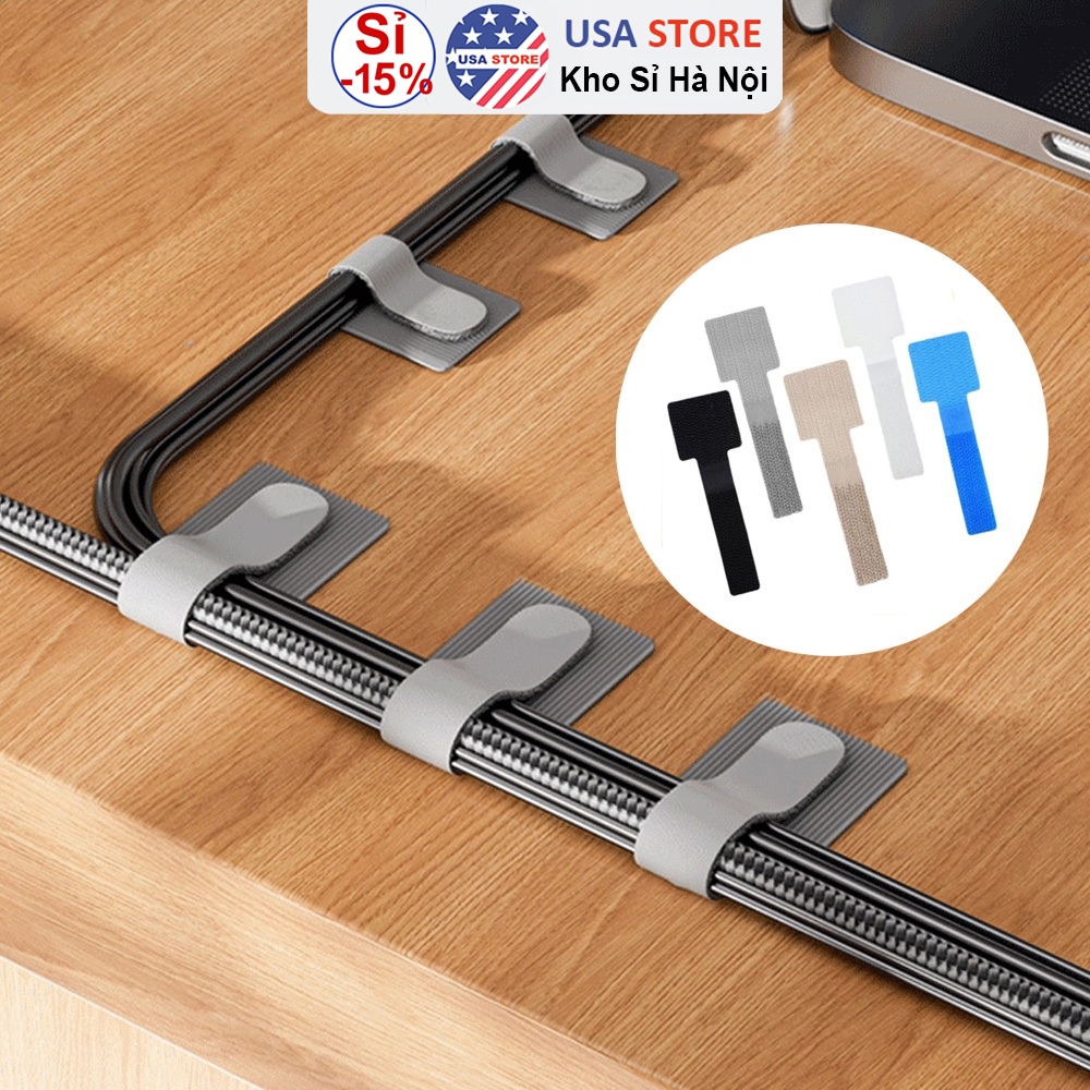 SET 10 Dây Dính X1 Cố Định Đường Dây Điện, Dây Sạc, Tai Nghe - Tổ Chức Sắp Xếp Lại Bàn Làm Việc