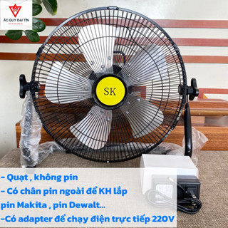 Thân Quạt không pin ,  ,Quạt(không pin  )có đế cài chân pin Makita,Chân pin Dewalt ,quạt thường ,kèm Adapter