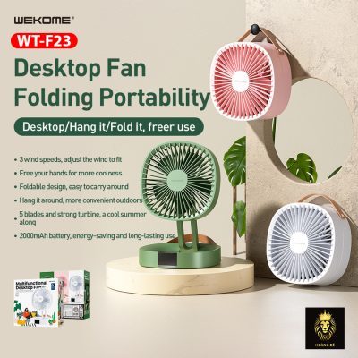 Quạt tích điện mini để bàn 𝐖𝐞𝐤𝐨𝐦𝐞 𝐖𝐓-𝐅𝟐𝟑