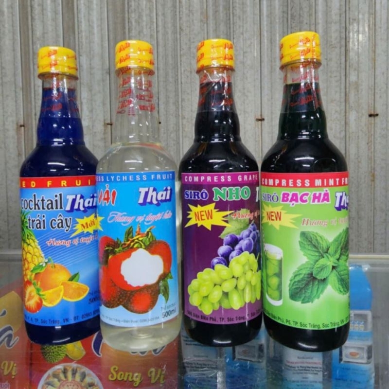 cobo 4 chai si rô cooktail trái cây _vải_ bạc hà_ nho 500ml/chai