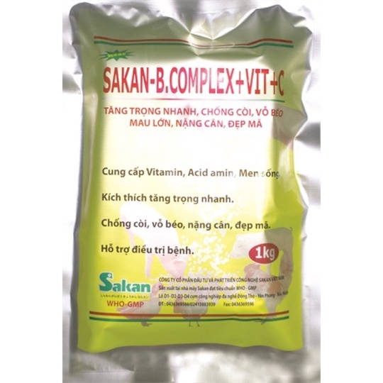 Bcomplex vit C 1kg-Sakan dùng cho chó, mèo, gia súc, gia cầm
