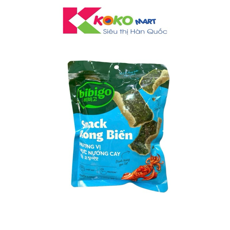 Snack rong biển ăn vặt vị mực nướng cay Bibigo CJ gói 25g