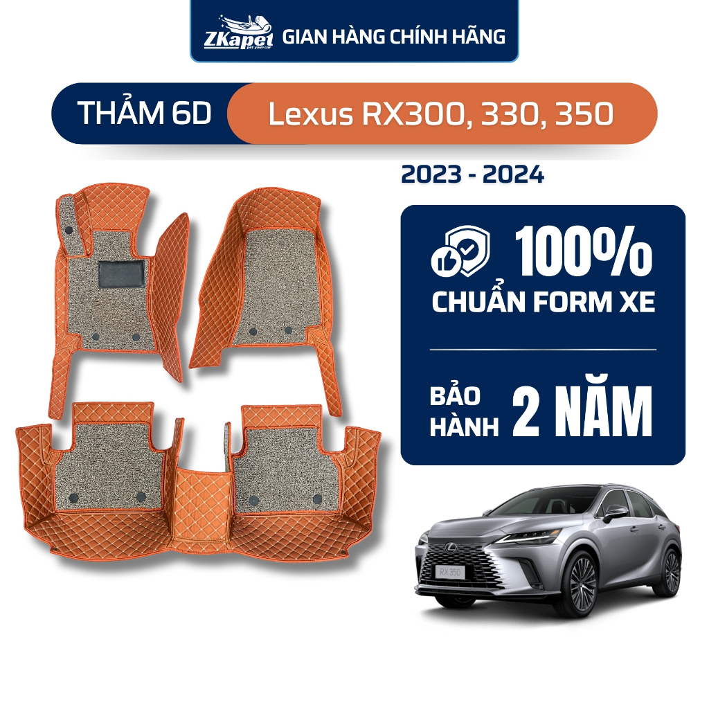 Thảm lót sàn ô tô 6D Lexus RX300, RX330, RX350 2023 - Đến nay ZKAPET (5 chỗ)