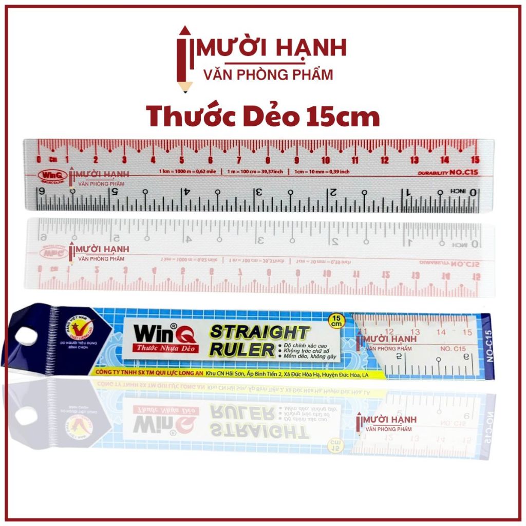 [C15 - 15CM] COMBO 10 Cây Thước Kẻ/ Thước Nhựa Dẻo / Thước Nhựa Qui Lực WinQ/ Win Q Dài 15cm C15, Kh