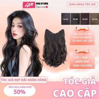 Tóc giả kẹp chữ U kẹp dải xoăn dài sợi tơ cao cấp tiện dụng