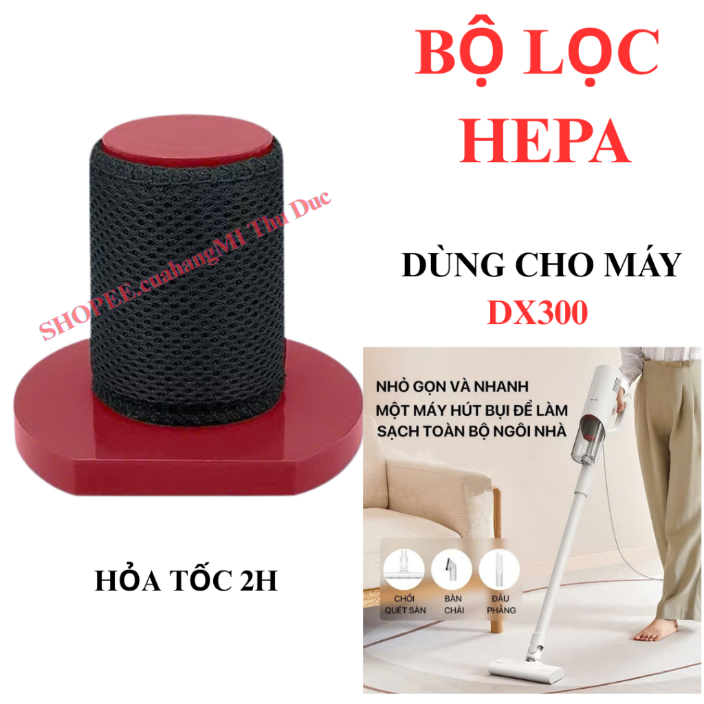 SÉT 2 Bộ lọc hepa thay thế cho máy hút bụi Deerma DX300 (Chính hãng)