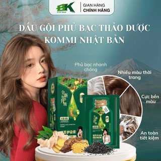 Dầu Gội Phủ Bạc Thảo Dược KOMMI (4 Màu) - Hộp 10 Gói Tinh Chất Nhuộm Tóc Thảo Dược Tại Nhà, Phủ Bạc Nhanh Chóng, Bền Màu