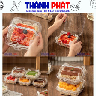 100 Hộp bento cake trong suốt đựng bánh sinh nhật - Hộp vuông đựng bánh kem mini - Hộp đựng bánh tiramisu douyin -Mousse