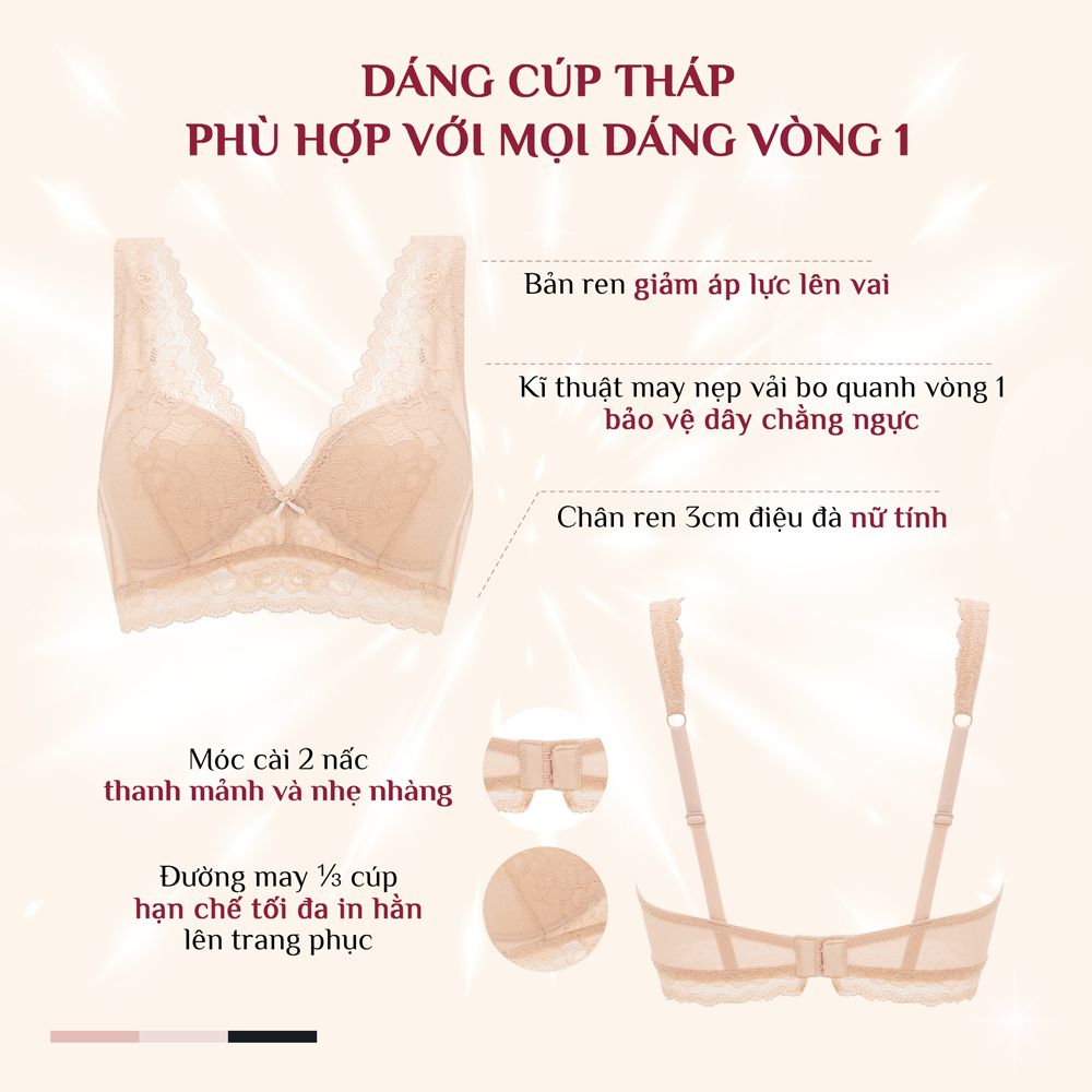 Áo ngực không gọng ren mút liền kháng khuẩn cúp tháp Premium LOC | BigBuy360 - bigbuy360.vn