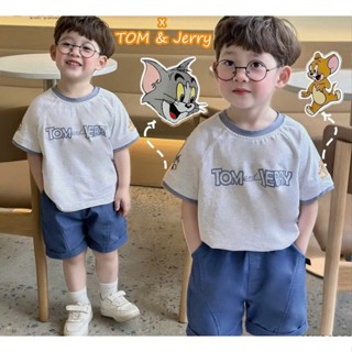 Bộ cộc tay bé trai tay in hình  TOM & JERRY  siêu cute quần kaki chất mềm mịn-Kool- Tôm Kaki