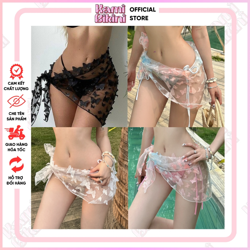 Lẻ Khăn Quấn Hoạ Tiết Hồ Điệp 3D Bướ,m Mặc Ngoài Bikini dễ phối. Khăn Choàng [ K04 ]