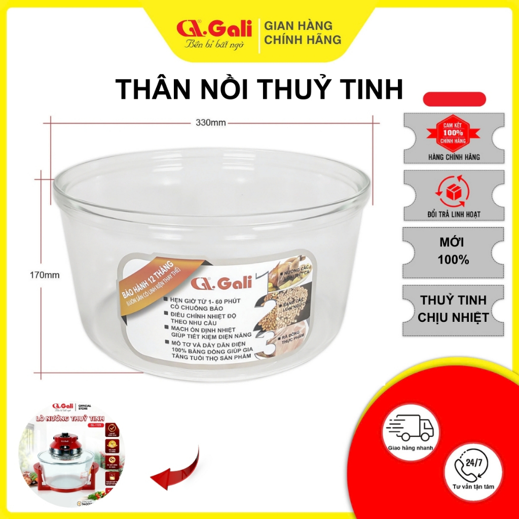 THÂN LÒ NƯỚNG THUỶ TINH GALI DUNG TÍCH 12-15 LÍT, HÀNG NHẬP KHẨU, CHỊU NHIỆT, LINH KIỆN LÒ NƯỚNG