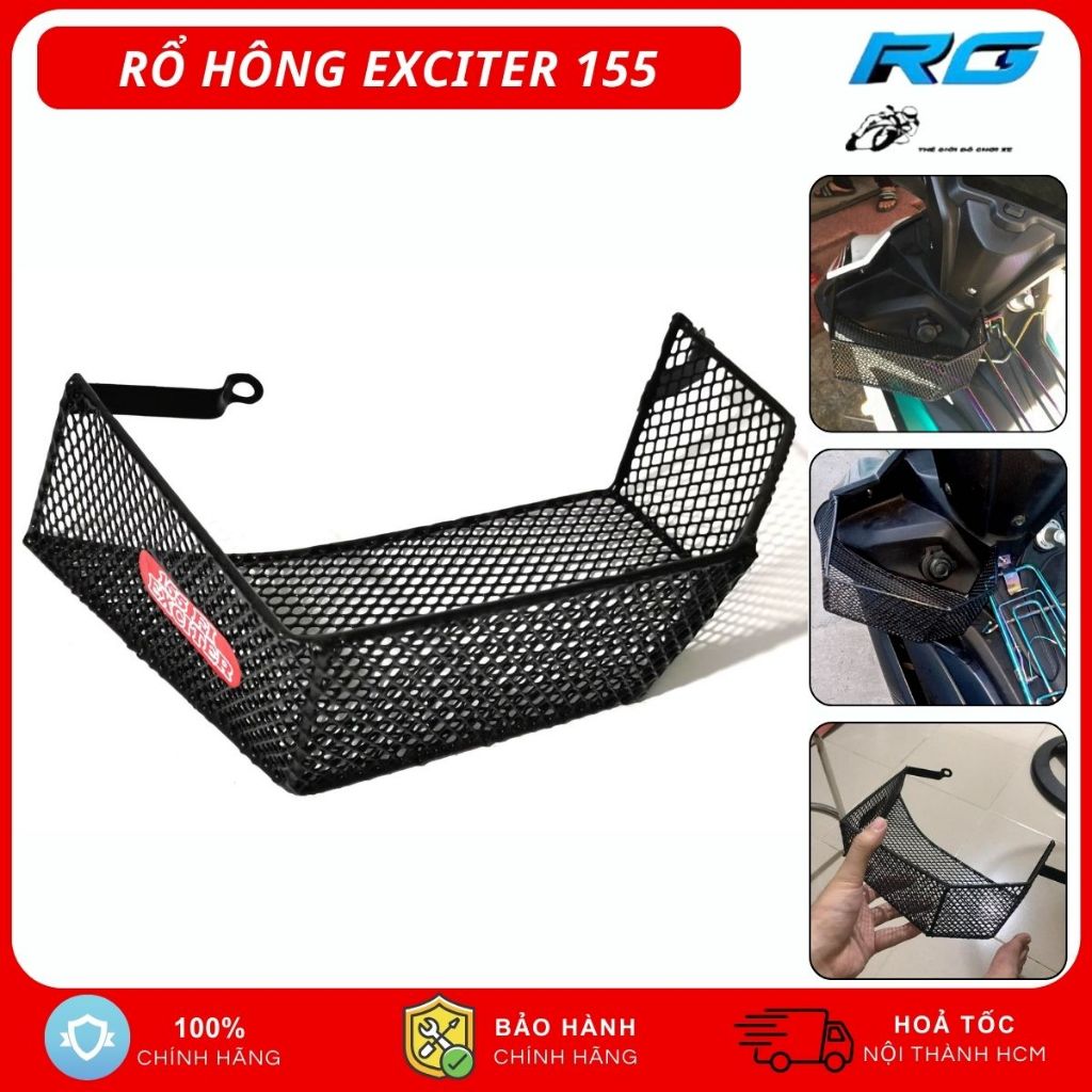 Rổ Hông Exciter 155 Thép Nhúng Nhựa Chống Gỉ, Rổ Hông Ex155 Phụ Kiện Đựng Đồ Xe Bền Đẹp Dễ Lắp Đặt