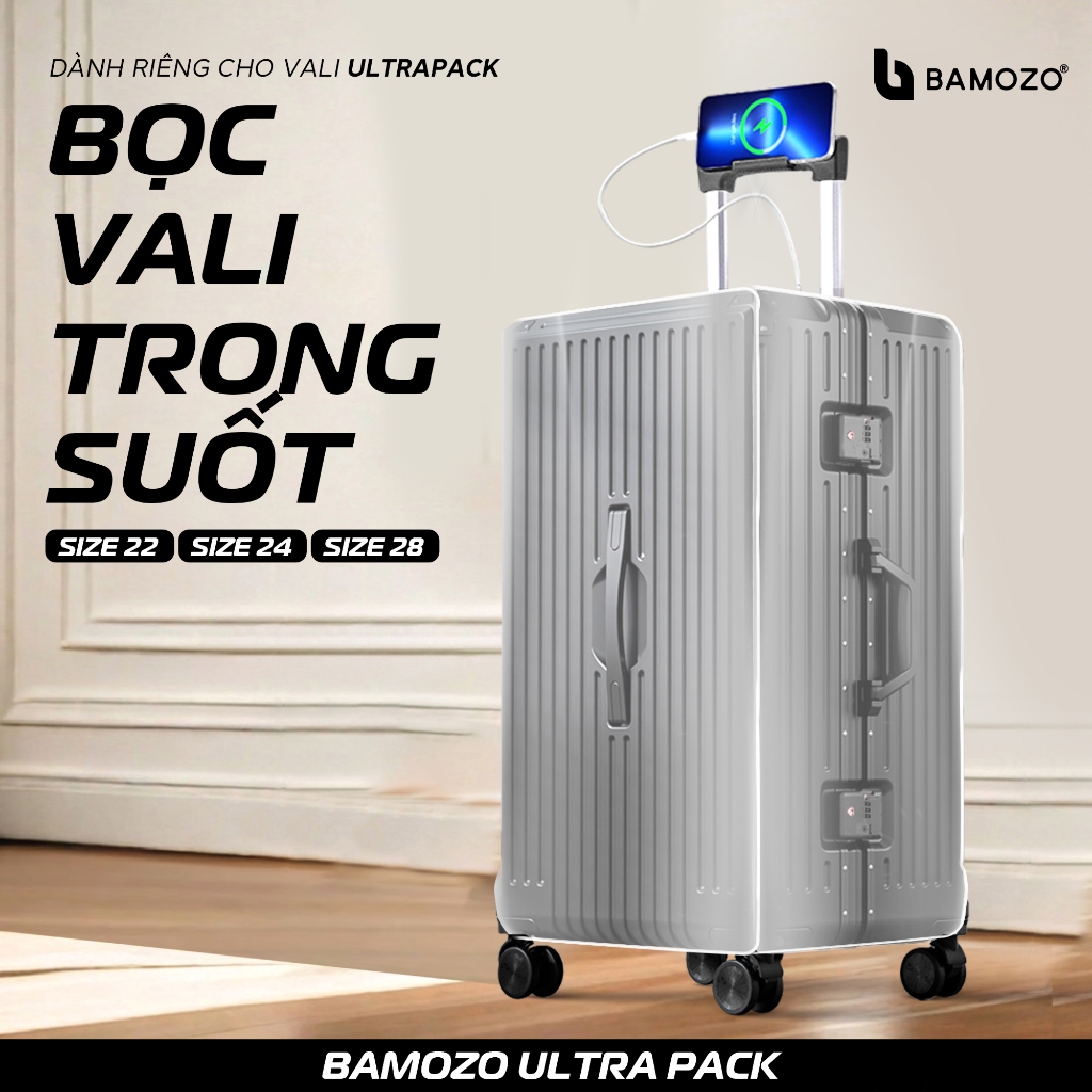 Túi Bọc Vali Bamozo Ultrapack Trong Suốt Chống Xước Cao Cấp Bảo Vệ Vali_VOB02
