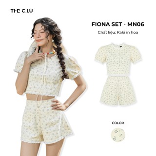 Set áo tay phồng viền ren + quần short kaki hoa THE C.I.U - Fiona Set - MN06