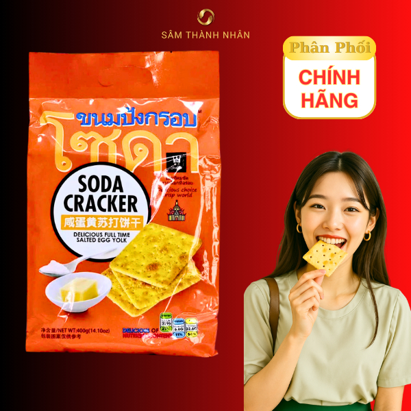 Bánh Quy Ăn Kiêng Soda Cracker Thái Lan Vị Trứng Muối Gói 400g