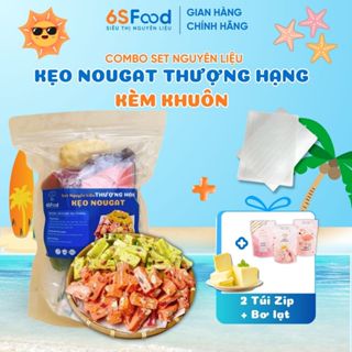 [COMBO Đầy Đủ] Set Làm Kẹo Nougat Thượng Hạng Kèm Khuôn Mix 3 Vị Dâu Tây, Matcha, Sữa Hạt 60 chiếc