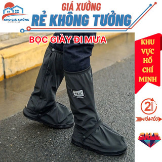 Bọc Giày Đi Mưa 2 Lớp Chống Thấm Nước Có Khóa Kéo, Đế Chống Trượt Có Khóa Kéo Nút Gài #
