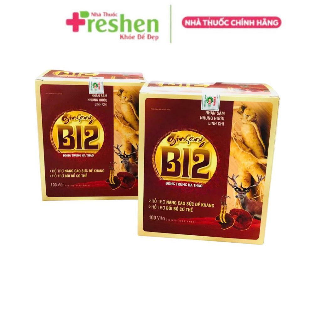Ginseng B12 Đông Trùng Hạ Thảo Sản phẩm giúp tăng cường thể lực, giúp giảm mệt mỏi - Hộp 100 viên na