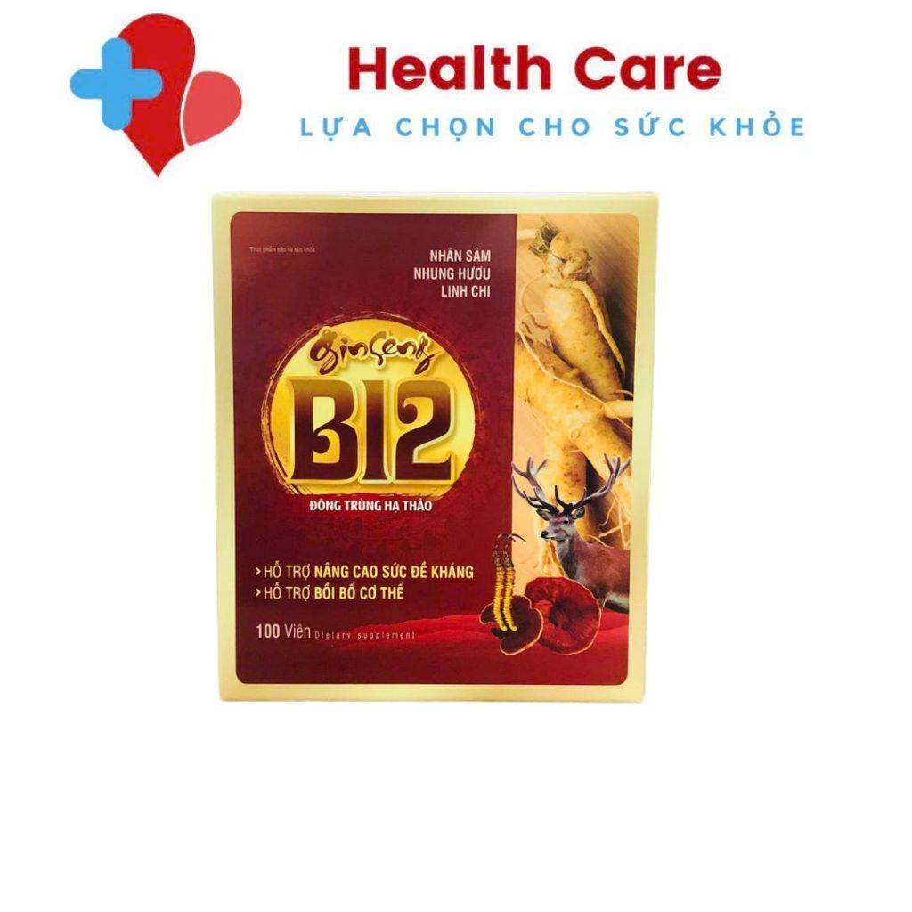 Ginseng B12 Đông Trùng Hạ Thảo Sản phẩm giúp tăng cường thể lực, giúp giảm mệt mỏi - Hộp 100 viên na