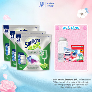 [Live] Combo 3 Túi Viên Rửa Chén Bát Sunlight 14 in 1 Dành Cho Máy Rửa Chén (28 Viên/Hộp)