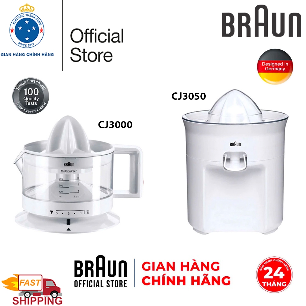 Máy vắt cam Braun CJ3000 CJ3050 lấy nước ép tối đa, tự động vắt, dễ dàng sử dụng và vệ sinh - Hàng c