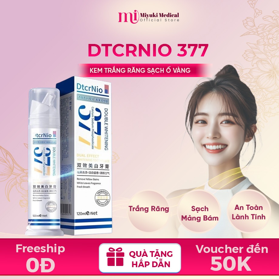 Kem Trắng Răng DTCRNIO 377 - Kem DTCRNIO Sạch Mảng Bám, Chăm Sóc Răng Miệng Và Hỗ Trợ Hơi Thở Thơm Mát 120ml