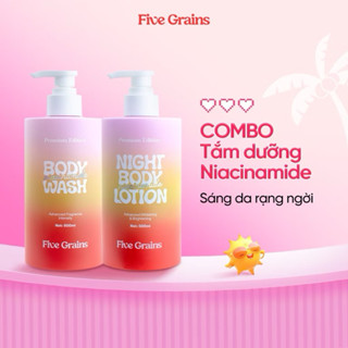 Combo sữa tắm, sữa dưỡng thể Five Grains dưỡng trắng da body Niacinamide 500ml tắm sạch dưỡng trắng cấp ẩm cho da đẹp.
