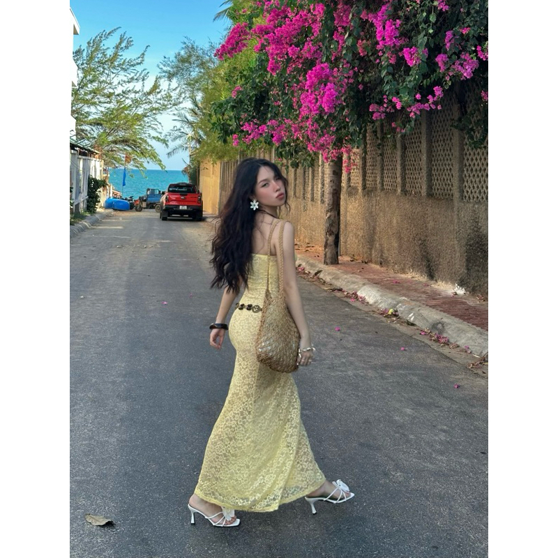TOMMÉ | Đầm ôm vàng ren xuyên thấu mặc đi biển siêu hot 🔥 [JESSIE DRESS]