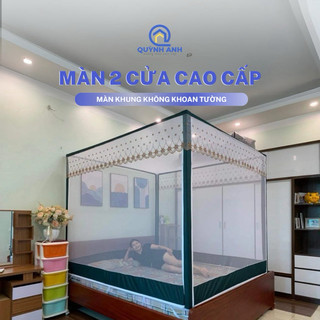  Màn Khung Không Khoan Tường Khung Inox 2 Cửa Cao Cấp - XƯỞNG MÀN QUỲNH ANH 