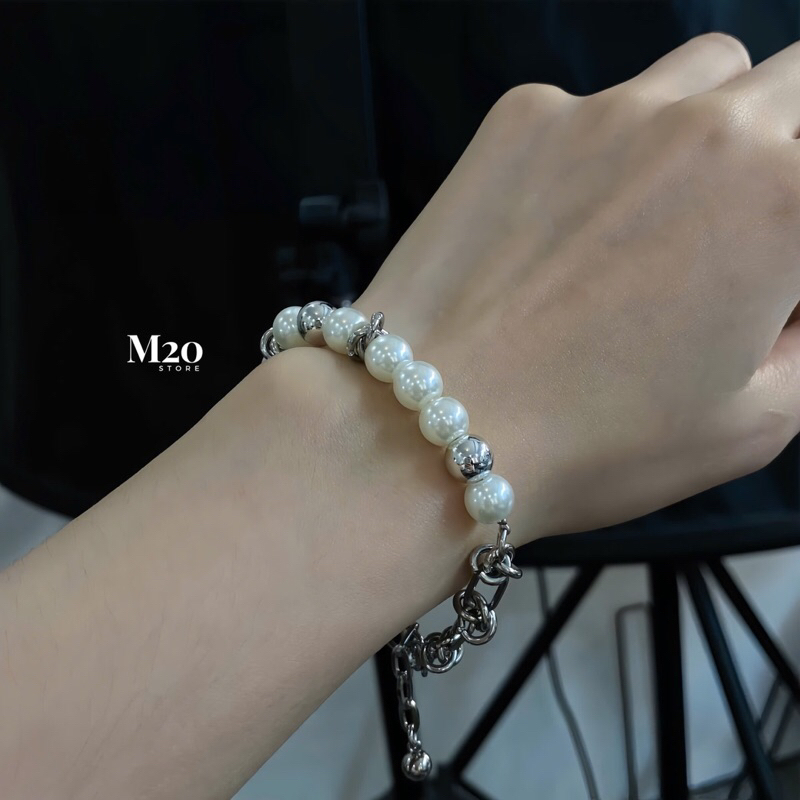 Vòng Tay Pearl Thép Titan Chống Gỉ Bền Đẹp,Lắc Tay Unisex M20store Kiểu Dáng Cá Tính Dễ Phối