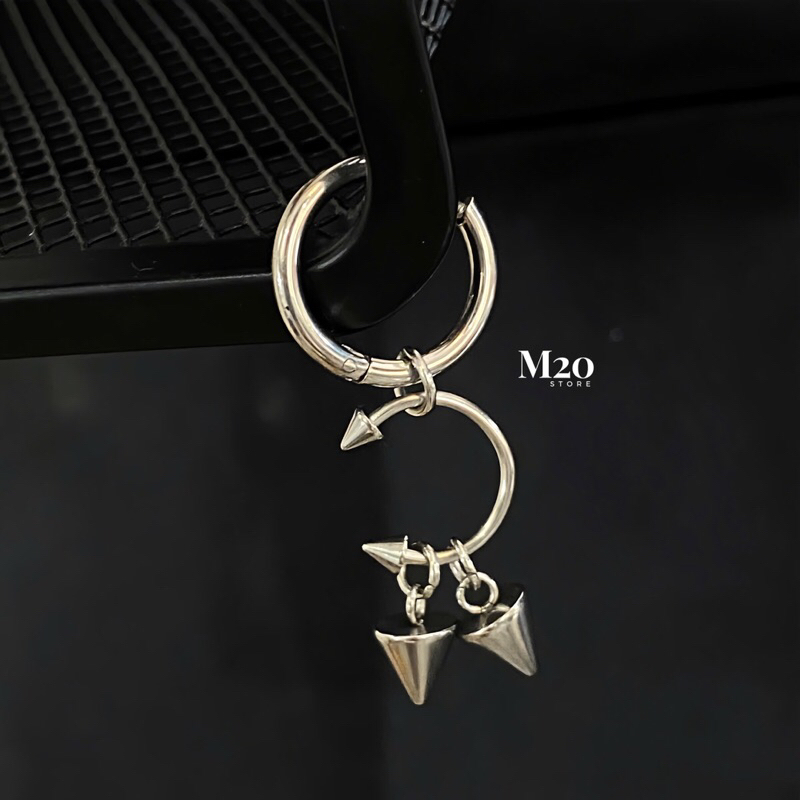 Bông Tai Nam Nữ Hình Khối Tam Giác Thép Titan Chống Gỉ,Khuyên Tai Unisex M20store Đơn Giản Bền Đẹp