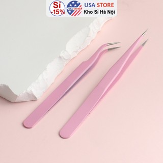  SET 2 Dụng Cụ Nhíp Kẹp Sơn Tĩnh Điện Hồng S7 - Nối Mi - Gắp Đá Làm Móng Nail  Chuẩn Quà Tặng Cho Mi Giả Kích Mí  